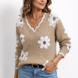 Maglione Femminile in Maglia Floreale – Stile Morbido Confortevole Elegante per Ogni Giorno