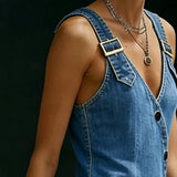 Daniela - Vestito lungo in denim con bottoni