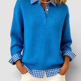 Alicia™ | Maglione lavorato a maglia con dettaglio a quadri