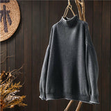 Pull Donna Oversize Tricotato Col Roulé Morbido Elegante