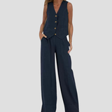 Daniela | Completo Gilet Bottonato & Pantalone Largo