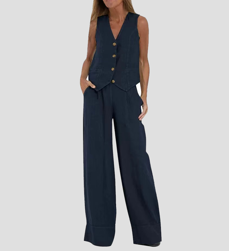 Daniela | Completo Gilet Bottonato & Pantalone Largo