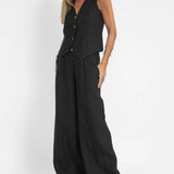 Daniela | Completo Gilet Bottonato & Pantalone Largo