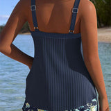 Serena | Tankini a Righe con Pantaloncino da Spiaggia in Due Pezzi