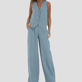 Daniela | Completo Gilet Bottonato & Pantalone Largo