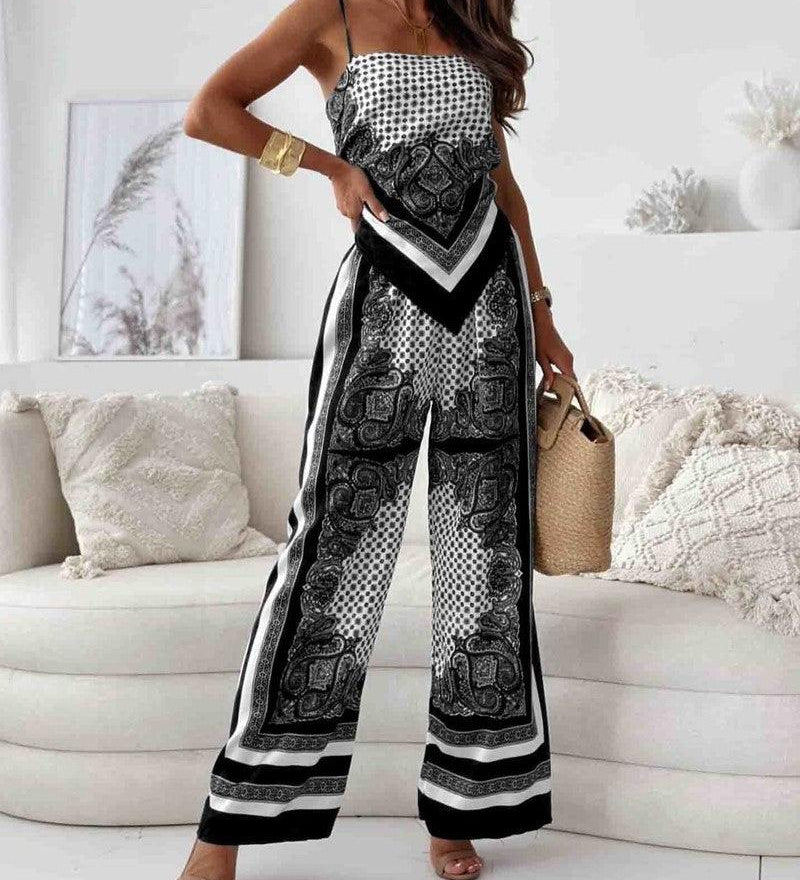 Diana | Set di due pezzi elegante con top a lacci e pantaloni pronti per le vacanze