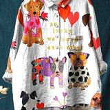 Cristina | Blusa Casual Artistica con Cuori e Animali