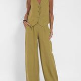 Daniela | Completo Gilet Bottonato & Pantalone Largo