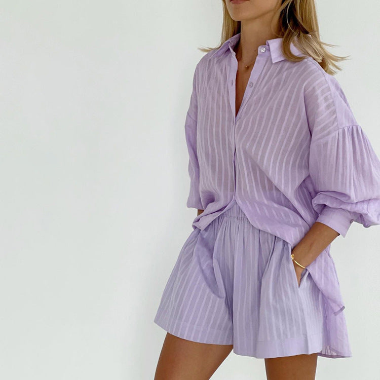 Giada | Completo Camicia Bottonata e Pantaloni Corti Arieggiati