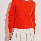 Pull donna in maglia grossa unita - Taglio confortevole e caldo