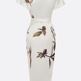 Livia | Abito Midi in Satin a Maniche Corte Bianco