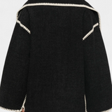 Pauline | Cappotto a Taglio Largo con Sciarpa a Frange Integrata