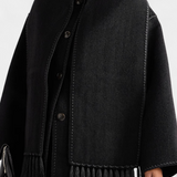 Pauline | Cappotto a Taglio Largo con Sciarpa a Frange Integrata