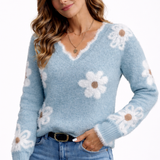 Maglione Femminile in Maglia Floreale – Stile Morbido Confortevole Elegante per Ogni Giorno
