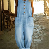 Carlotta - Salopette in denim con lavaggio vintage