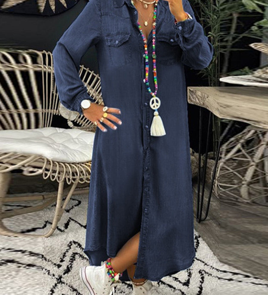 Greta - Abito chemisier elegante e casual in denim