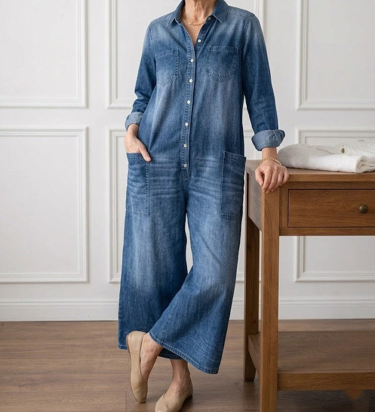 Rebecca - Salopette in denim di cotone